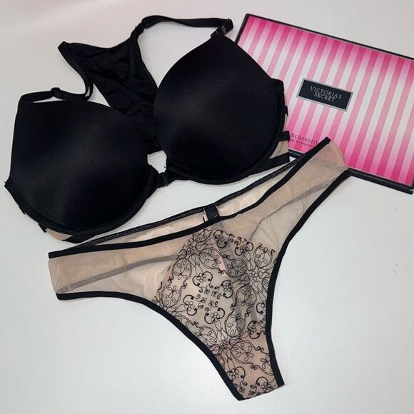 🔥 Victoria’s Secret bra push-up set 32D/M New - Picture 1 of 7